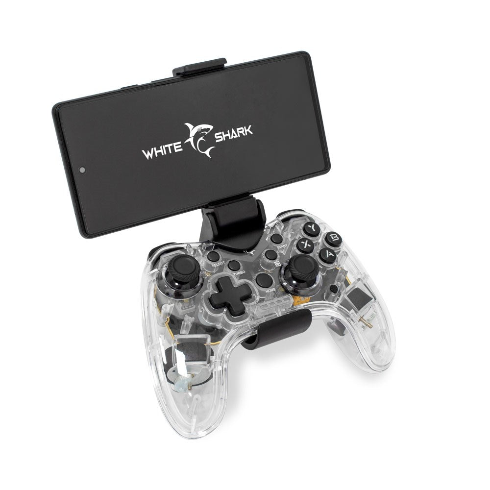 White Shark LEGION Multikompatibel Spillkonsoll - Bluetooth - Innebygd Lys - Svart / Gjennomsiktig