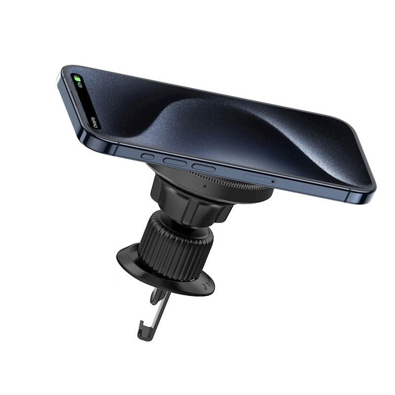XO CX025 Magnetisk Bilventil Telefonholder - 15W Trådløs Lading - MagSafe Kompatibel - Svart