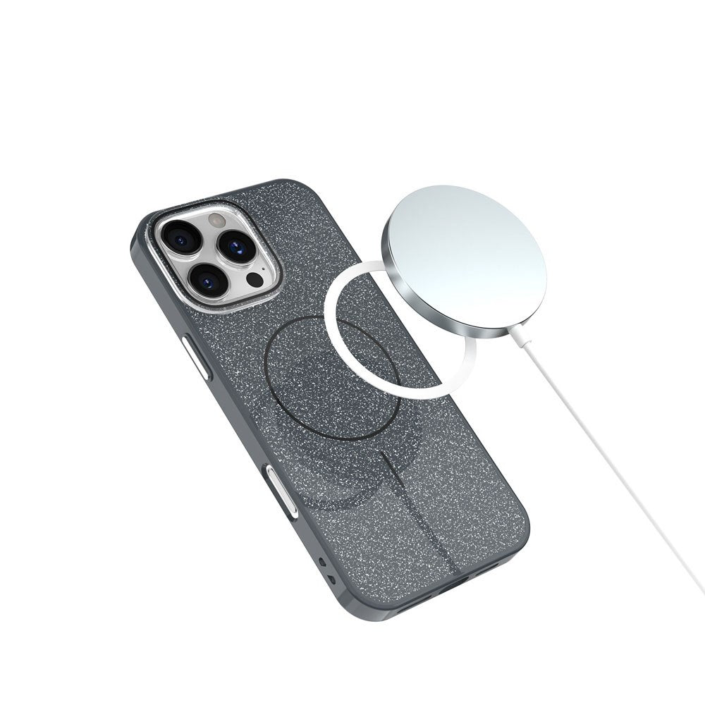 iPhone 12/12 Pro Glitter Thin Deksel - MagSafe Kompatibel - Svart
