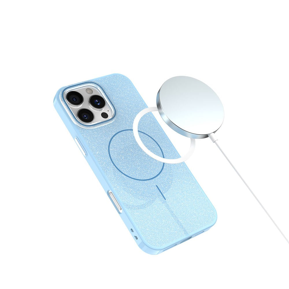 iPhone 16 Pro TFO Glitter Thin Deksel - MagSafe Kompatibel - Blå