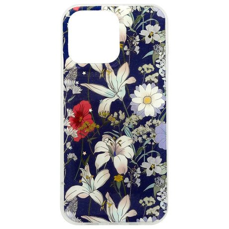 iPhone 16 Pro TFO Glow Glam Deksel - Blå / Blomster