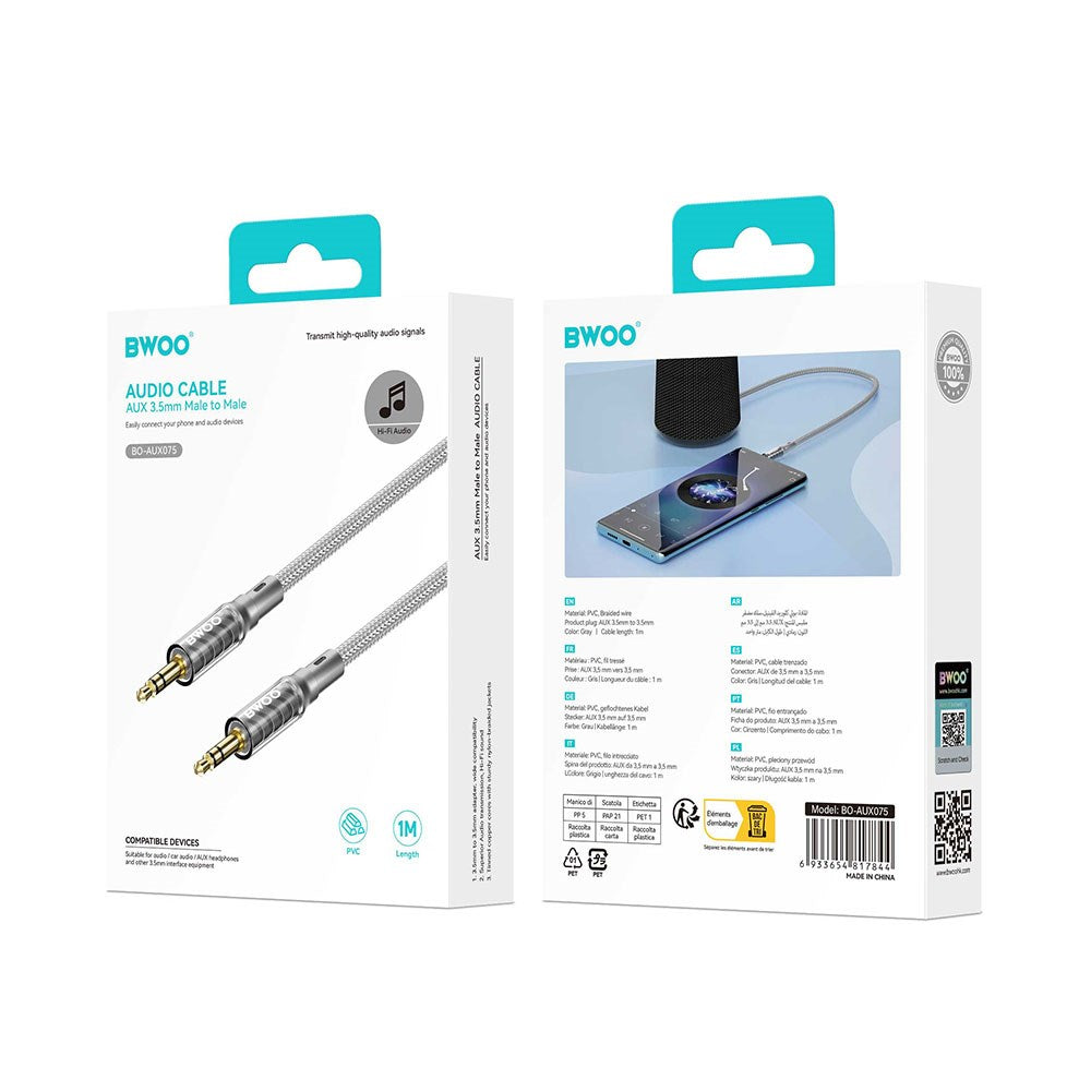 BWOO AUX Kabel 3,5mm - Grå