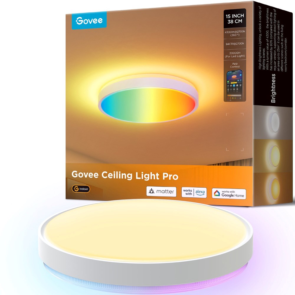 Govee Round Smart Ceiling Light - 15" - Hvit