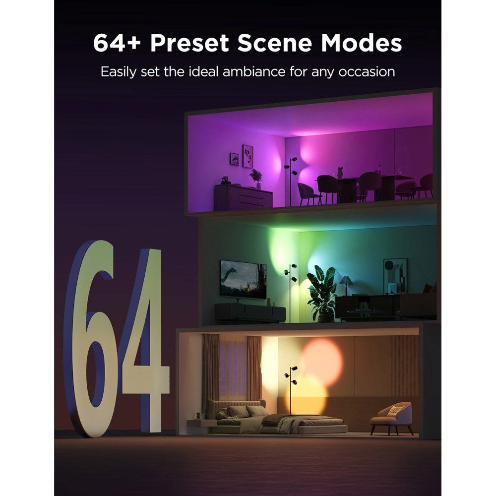 Govee Tree Floor Lamp med 3 Spotter - Svart