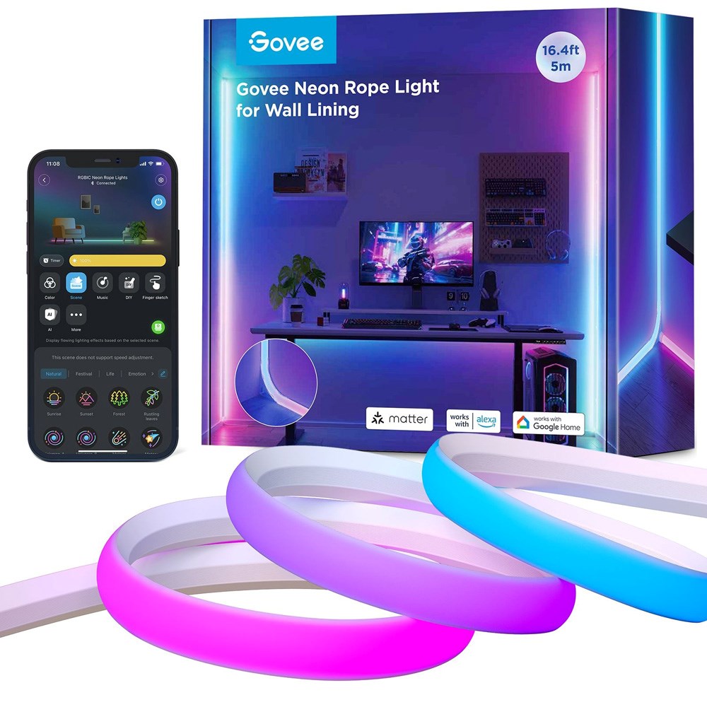 Govee Neon Rope Light for Vegg - 5m - Hvit
