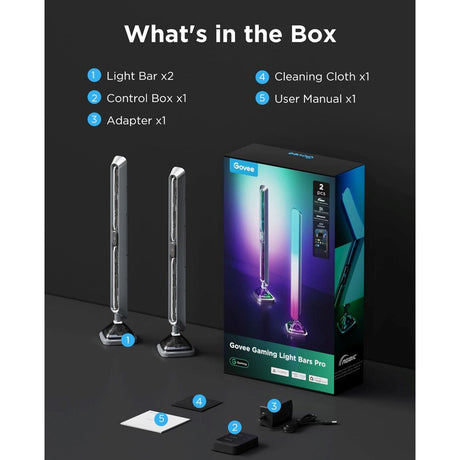 Govee Smart Gaming Light Bars Pro - Tresidig - Gjennomsiktig / Metall