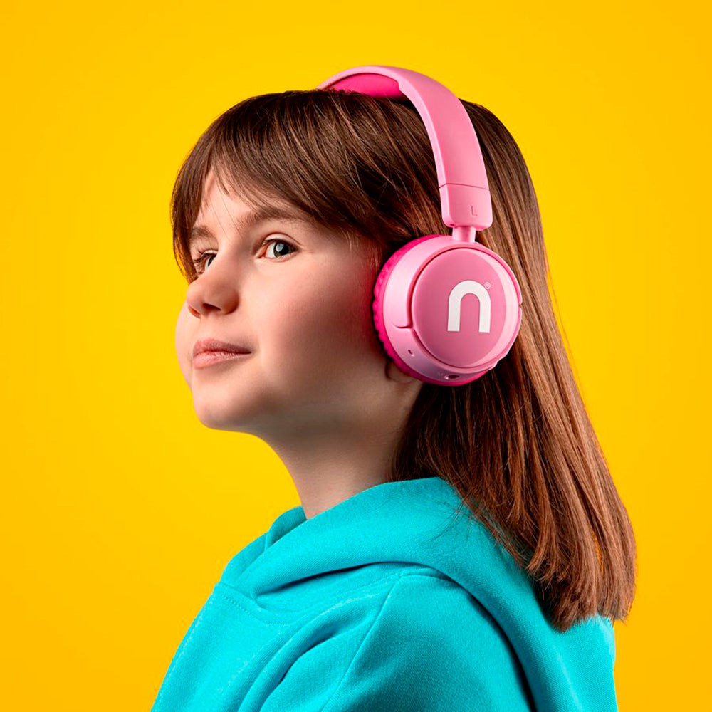 Niceboy Hive Kiddie Bluetooth Hodetelefoner On-Ear for Barn med Lydbegrenser - Rosa