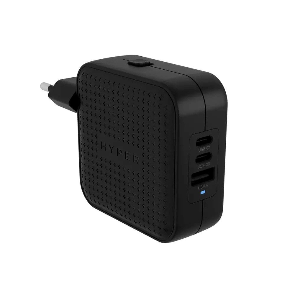Targus HyperJuice 70W Reise­lader m. 1x USB-A & 2x USB-C - inkl. 4x Adapterplugger - Svart