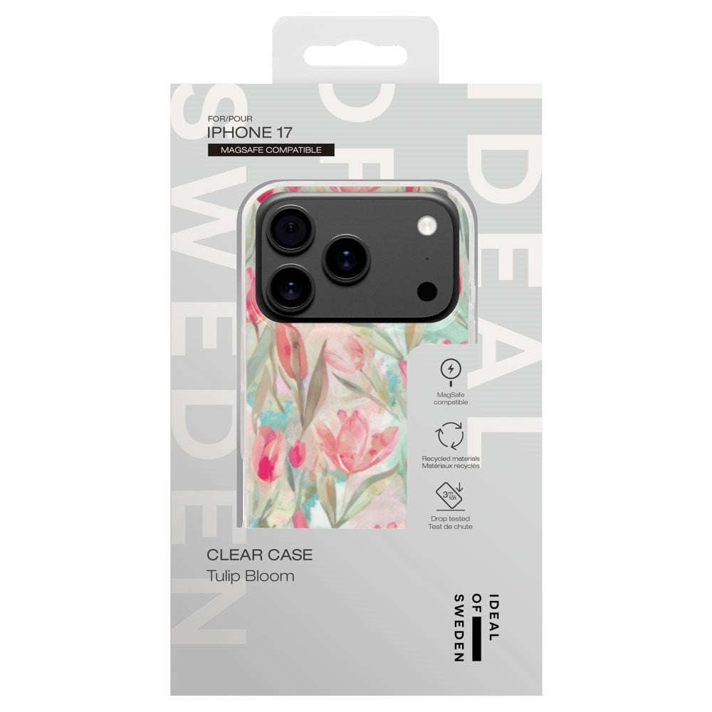 iPhone 17 iDeal Of Sweden Clear Deksel - MagSafe Kompatibel - Tulip Bloom