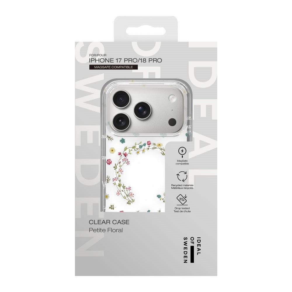 iPhone 18 Pro / 17 Pro iDeal Of Sweden Clear Deksel - MagSafe Kompatibel - Petite Floral