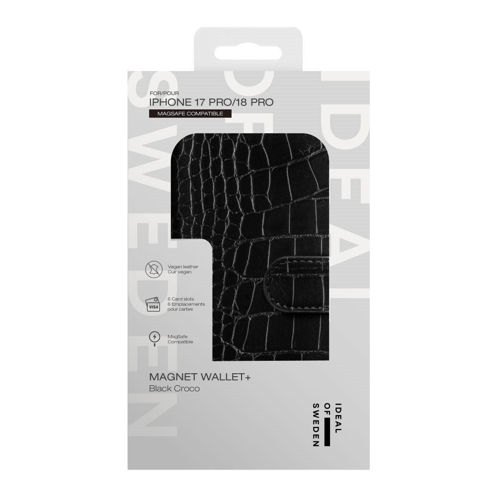 iPhone 18 Pro / 17 Pro iDeal Of Sweden Magnet Wallet+ Deksel - MagSafe Kompatibel - Black Croco