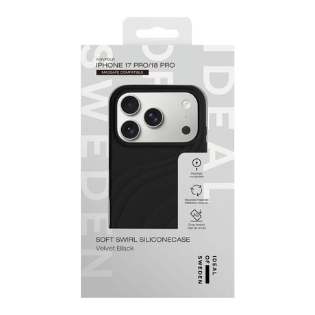 iPhone 18 Pro / 17 Pro iDeal of Sweden Soft Swirl Silicone Deksel - MagSafe Kompatibel - Velvet Black