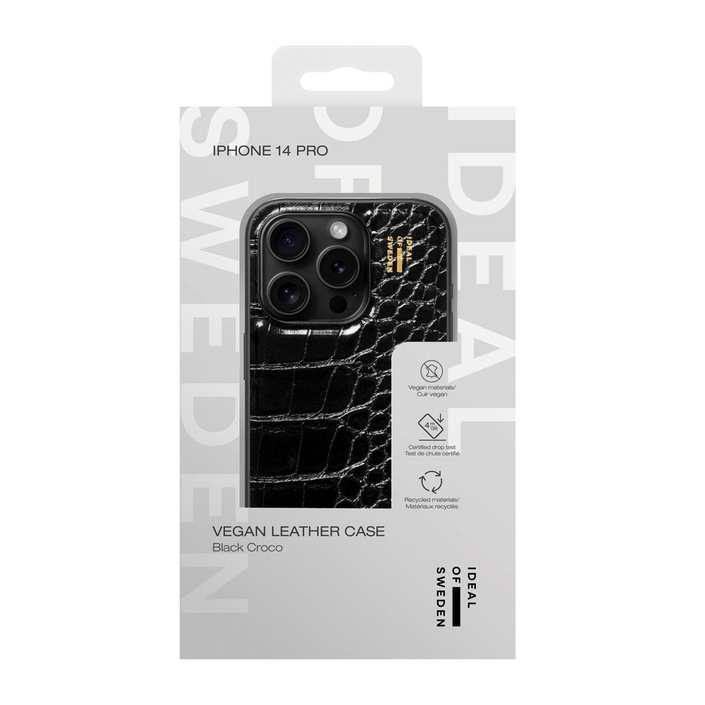 iDeal Of Sweden iPhone 14 Pro Vegan Leather Deksel - Black Croco