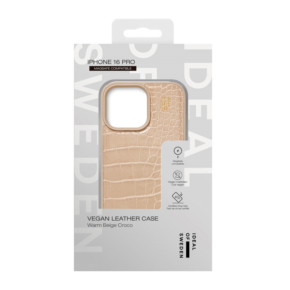 iDeal Of Sweden iPhone 16 Vegan Leather Deksel - MagSafe Kompatibel - Warm Beige Croco