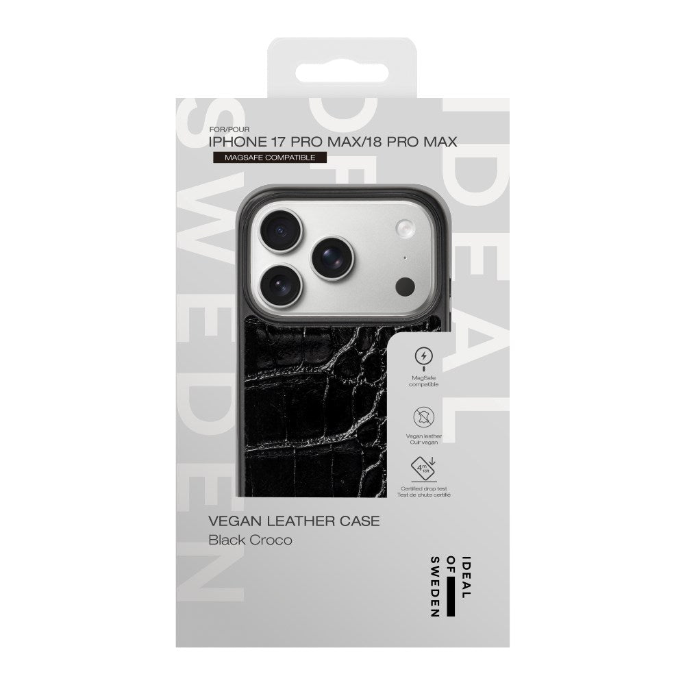 iPhone 18 Pro Max / 17 Pro Max iDeal of Sweden Vegan Leather Deksel - MagSafe Kompatibel - Black Croco