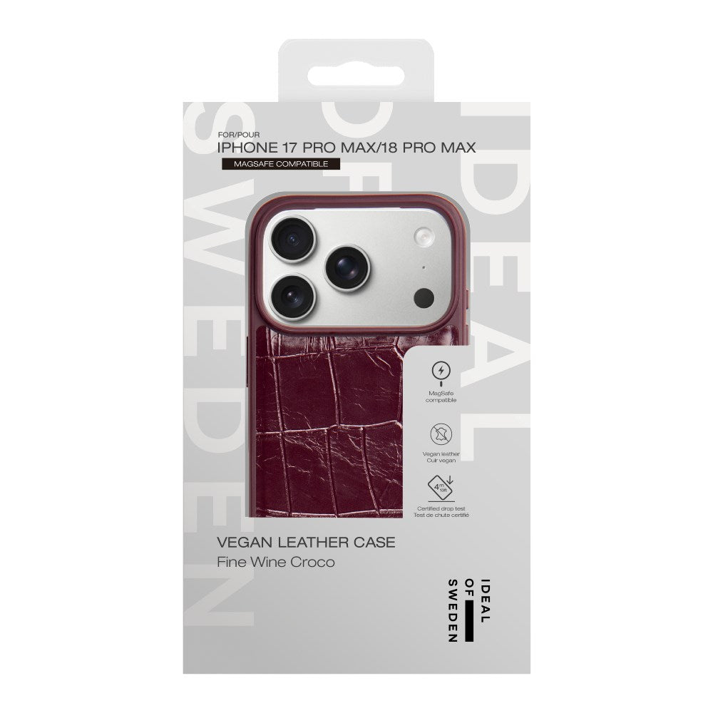 iPhone 18 Pro Max / 17 Pro Max iDeal of Sweden Vegan Leather Deksel - MagSafe Kompatibel - Fine Wine Croco