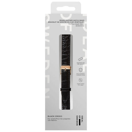 Apple Watch (38/40/SE/41/42mm) Vegan Leather Klokkerem - Black Croco