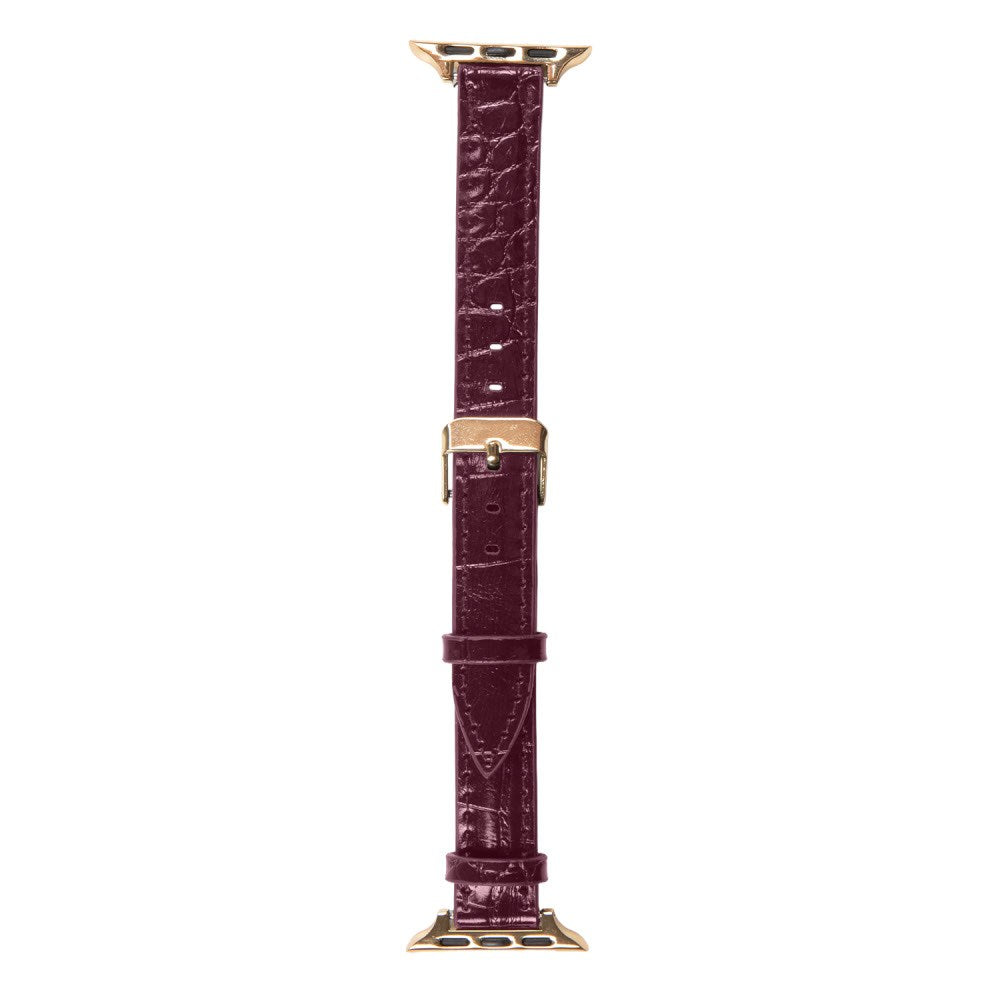 Apple Watch (42/44/SE/45/46/49mm) Vegan Leather Klokkerem - Fine Wine Croco