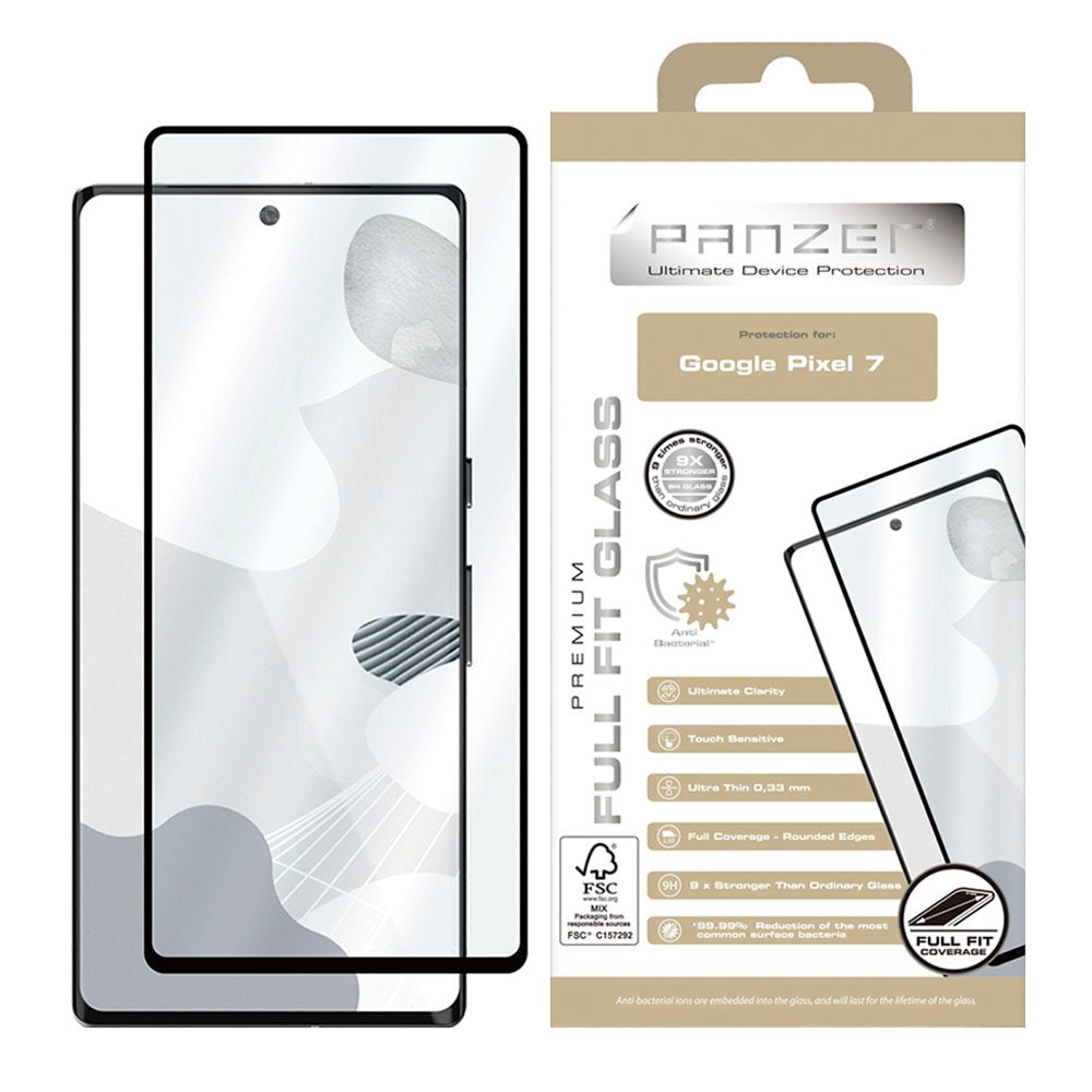 Google Pixel 7 PANZER Premium Full-Fit Glass - Herdet Glass - Svart Kant