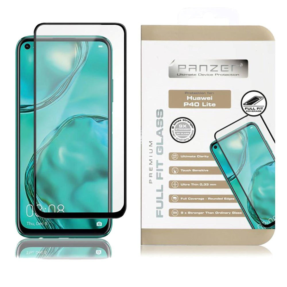 Huawei P40 Lite PANZER Premium Full-Fit Glass - Svart Ramme