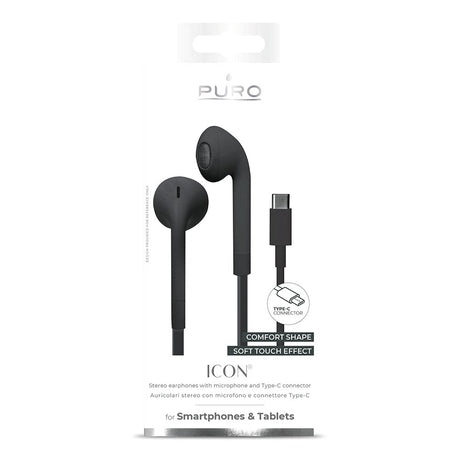 Puro Icon StereoHodetelefon In-Ear med USB-C & Mikrofon - Svart