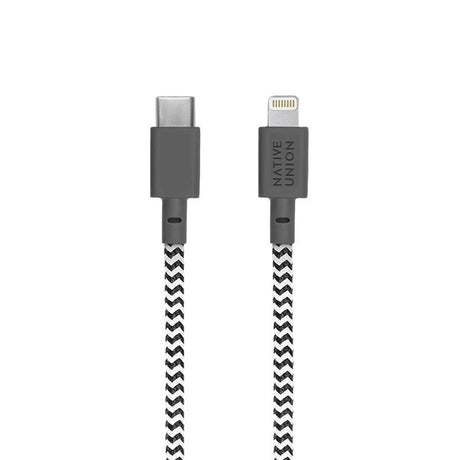 Native Union Belt Kabel USB-C til Lightning med Skinnspende 1.2 meter - Zebra