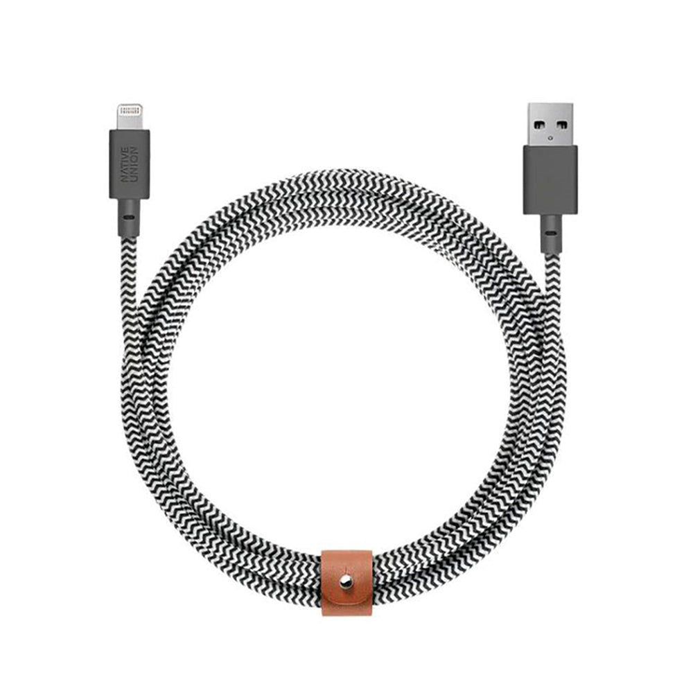 Native Union Night Cable USB-A til Lightning med Skinnspende 3 meter. - Sebra