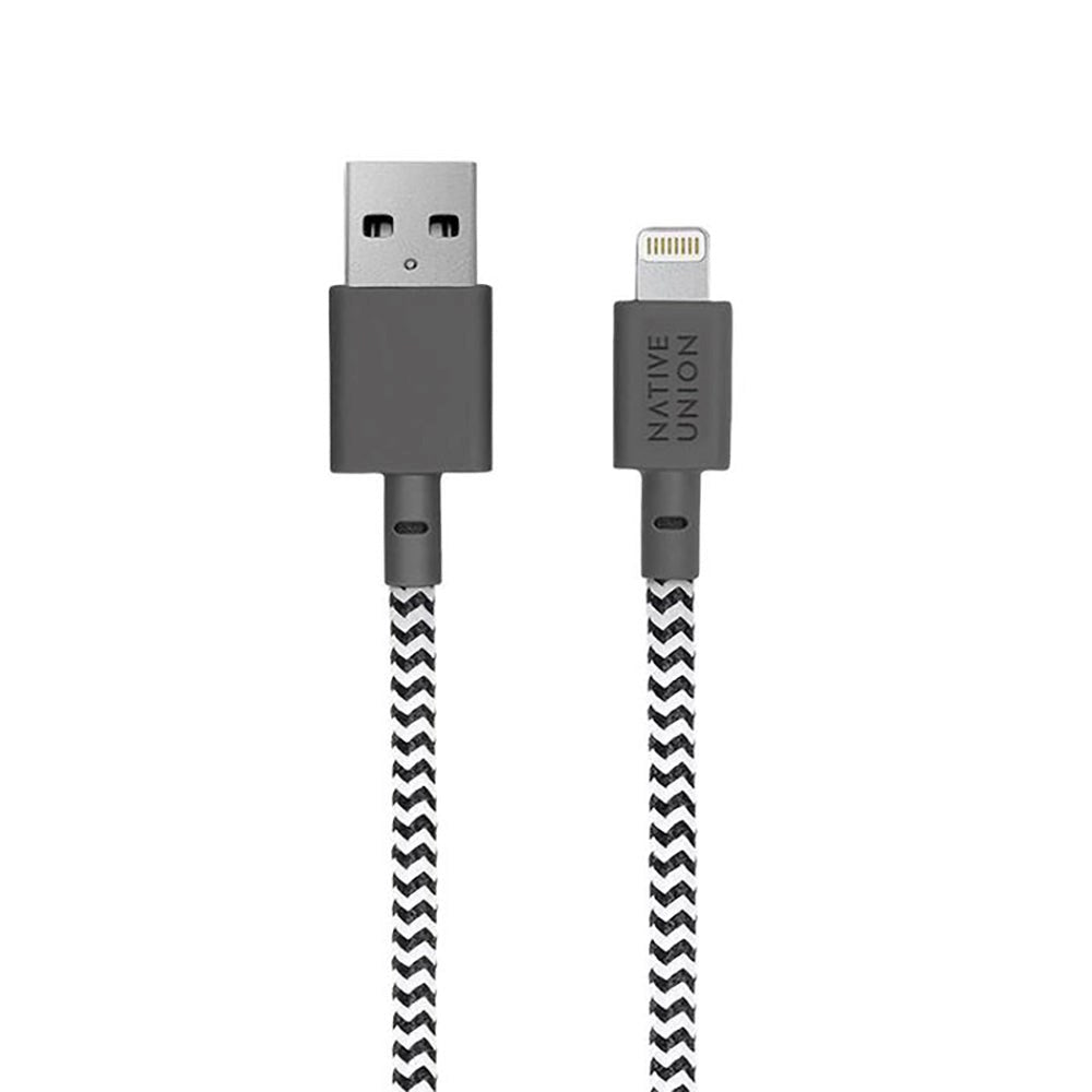 Native Union Night Cable USB-A til Lightning med Skinnspende 3 meter. - Sebra
