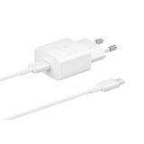 Original Samsung Power Fast Charger 15W Vegglader med USB-C til USB-C kabel - Hvit