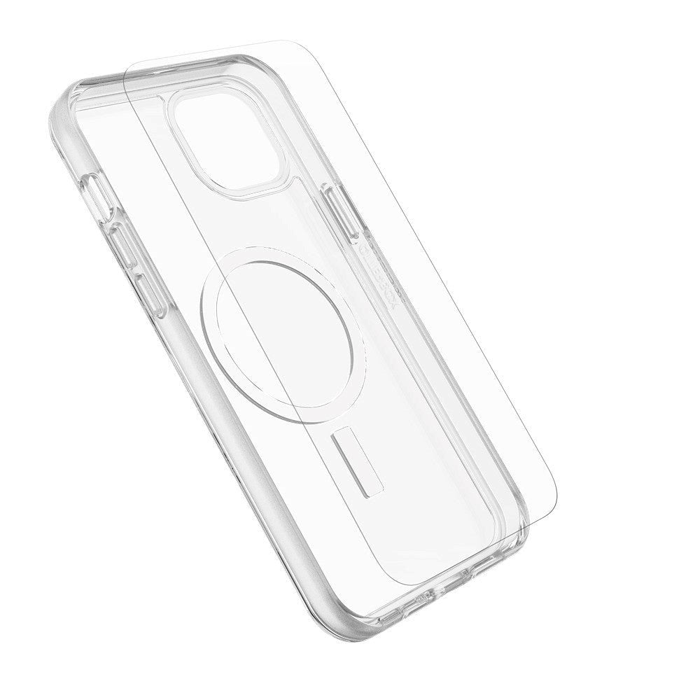 OtterBox iPhone 15 Plus Protection + Power Kit - MagSafe Deksel, Skjermbeskyttelse & 30W Vegglader - Gjennomsiktig / Hvit