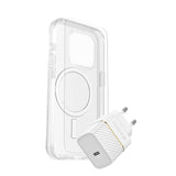 OtterBox iPhone 15 Protection + Power Kit - MagSafe Deksel, Skjermbeskyttelse & 30W Vegglader - Gjennomsiktig / Hvit