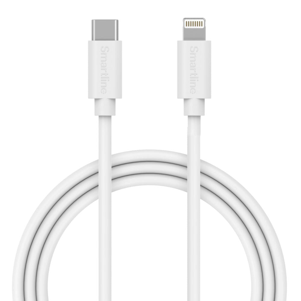 Smartline (3A/15W) USB-C til Lightning Kabel 2 m. - Hvit