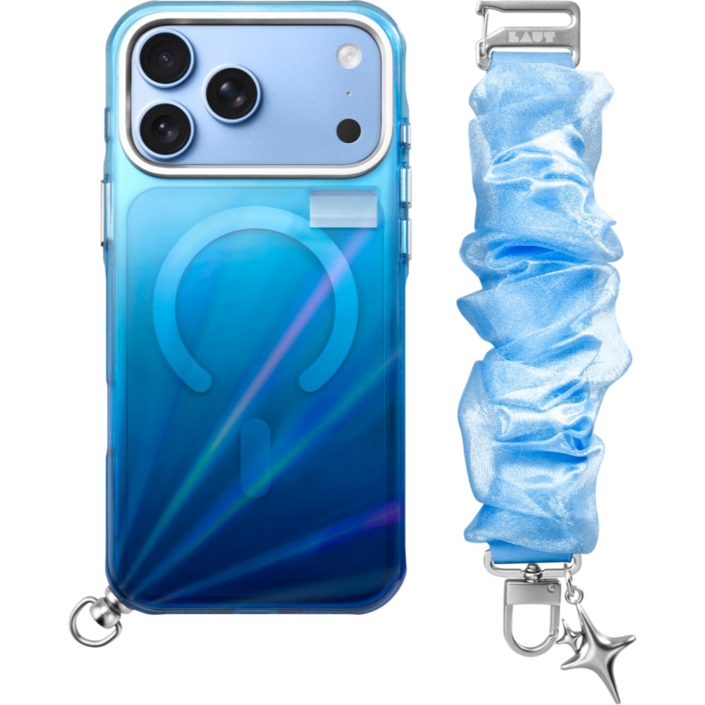 iPhone 18 Pro / 17 Pro LAUT NOVA GLOW Deksel med Stropp og Stjerne Smykke - MagSafe Kompatibel - Blå