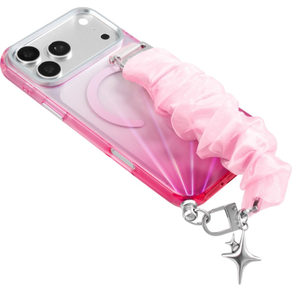 iPhone 18 Pro / 17 Pro LAUT NOVA GLOW Deksel med Stropp og Stjerne Smykke - MagSafe Kompatibel - Rosa