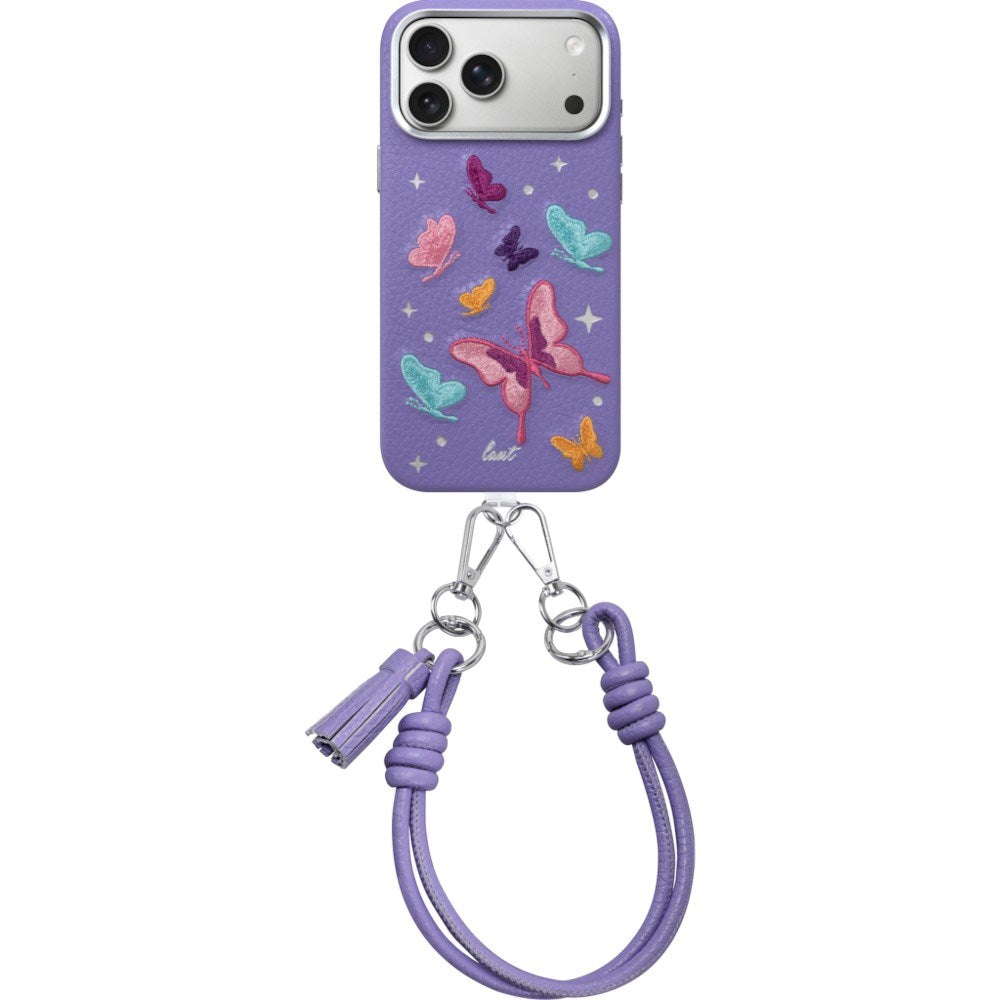 iPhone 18 Pro Max / 17 Pro Max LAUT TWINE EDGE Deksel med Stropp - MagSafe Kompatibel - Lilac Butterfly