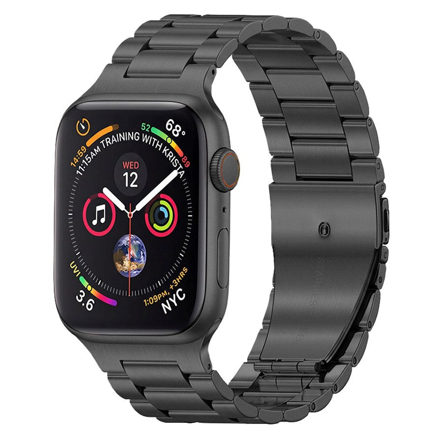 Lippa Apple Watch (42/44/SE/45/46/49mm) Rem i Rustfritt Stål - Svart