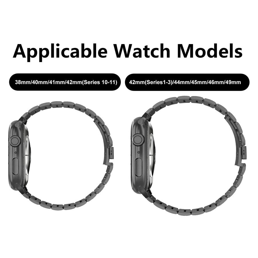 Lippa Apple Watch (42/44/SE/45/46/49mm) Rem i Rustfritt Stål - Svart
