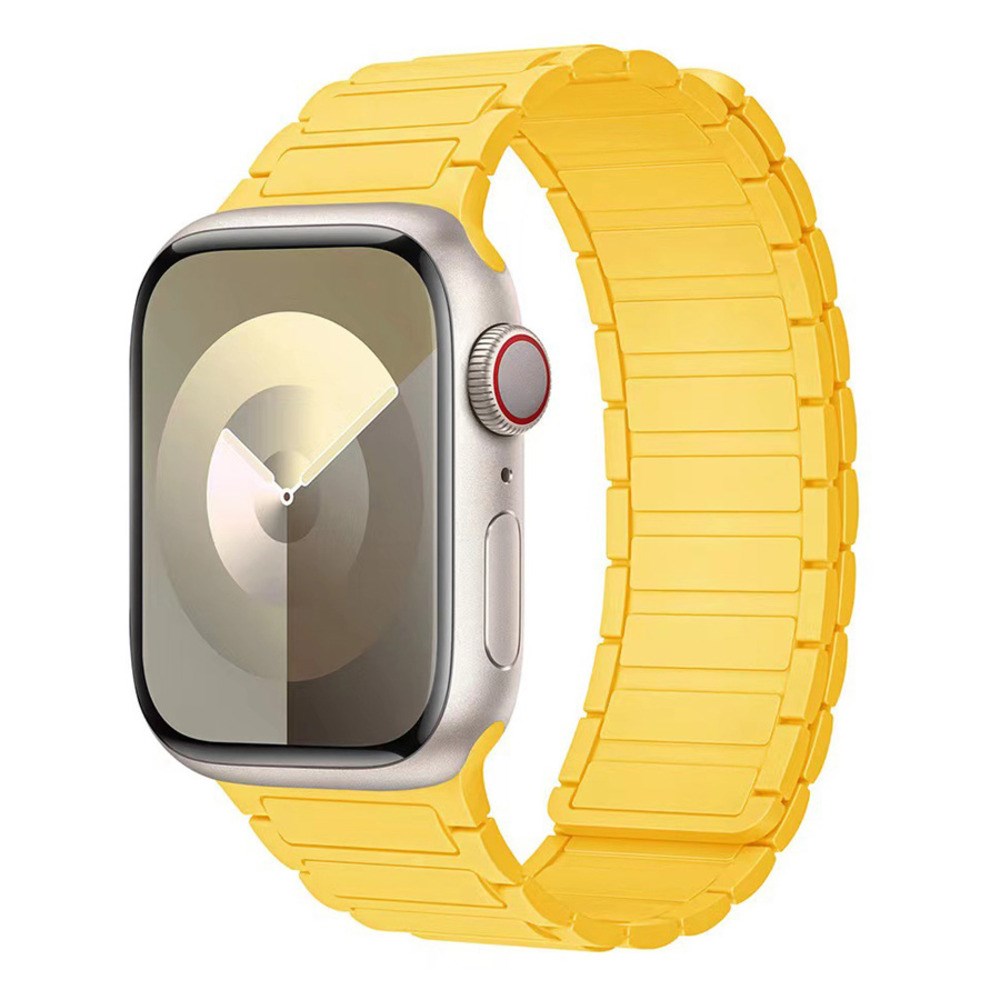 Apple Watch (42/44/45/46/49 mm) Lippa Magnetisk Silikonreim - Gul