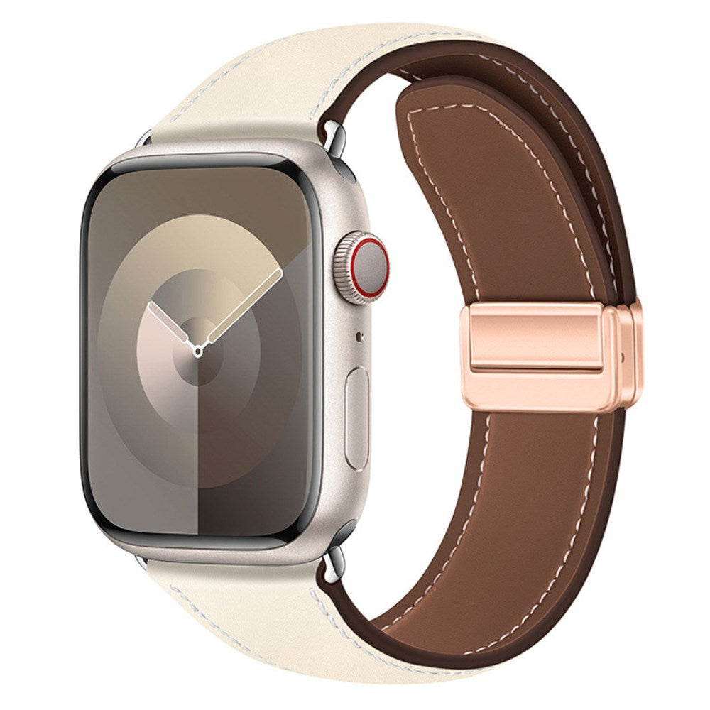 Apple Watch (38/40/41/42 mm) Lippa Magnetisk Klokkerem i Kunstskinn - Beige