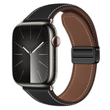Apple Watch (42/44/45/46/49 mm) Lippa Magnetisk Klokkerem i Kunstskinn - Svart