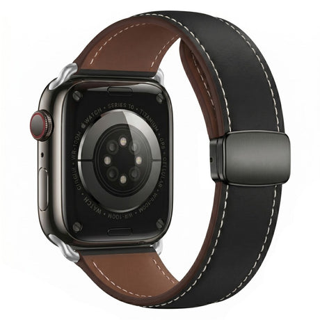 Apple Watch (42/44/45/46/49 mm) Lippa Magnetisk Klokkerem i Kunstskinn - Svart
