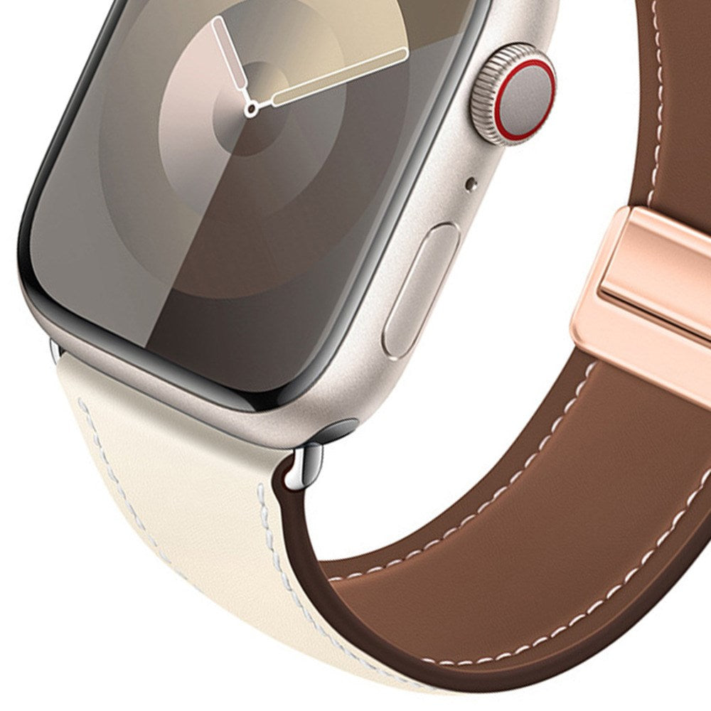 Apple Watch (42/44/45/46/49 mm) Lippa Magnetisk Klokkerem i Kunstskinn - Beige