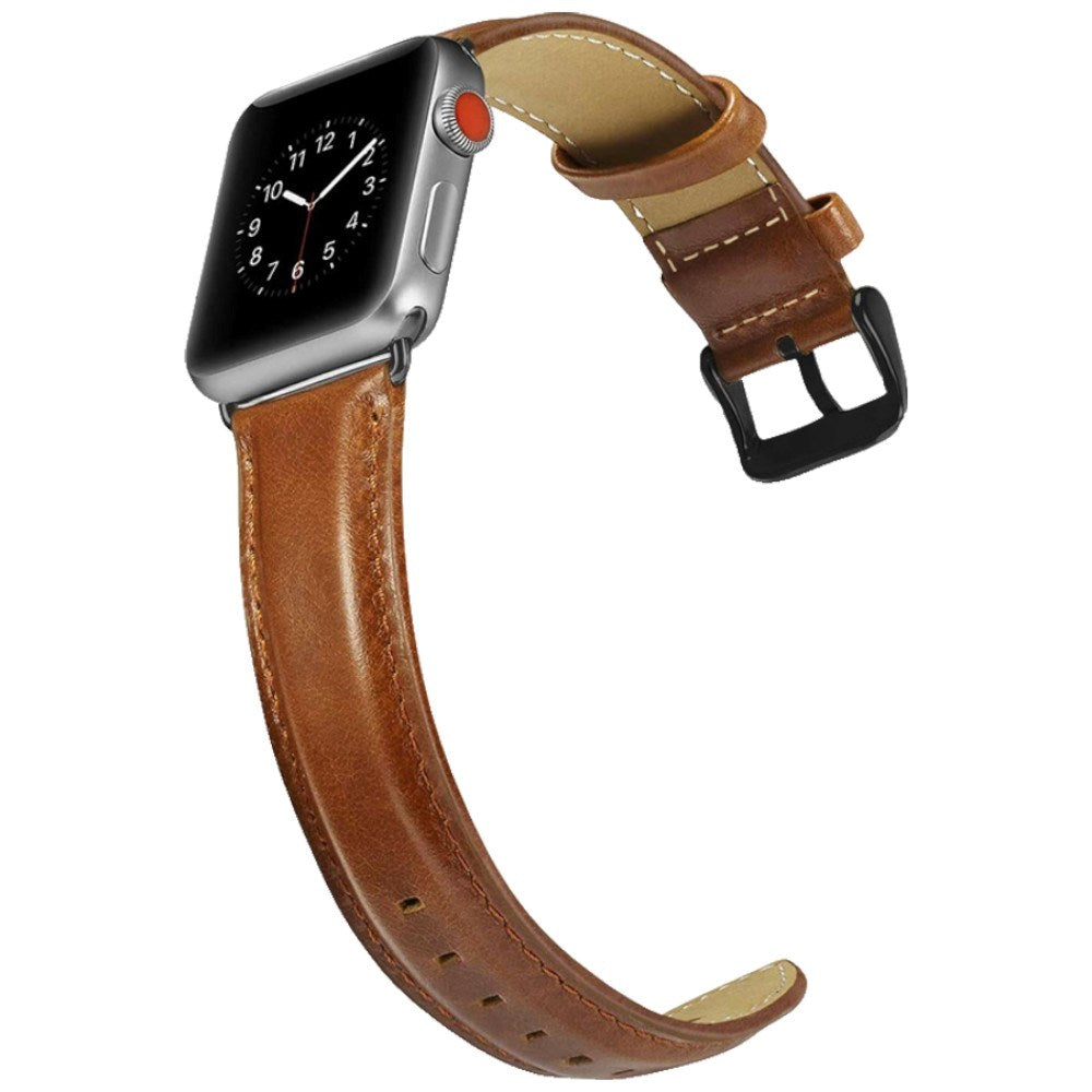 Apple Watch (42/44/45/46/49 mm) Lippa Klokkerem i Kunstskinn - Brun