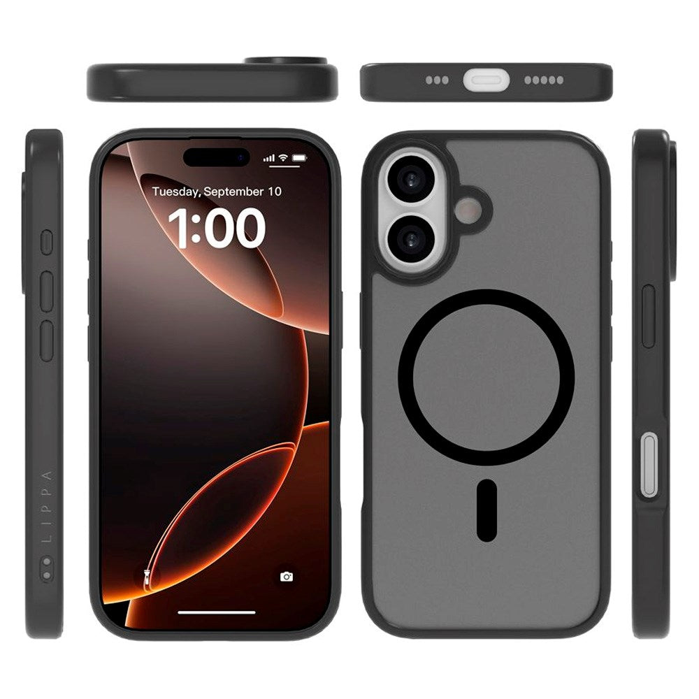 iPhone 17 Lippa Hybrid Plast Deksel - MagSafe Kompatibel - Matt / Svart