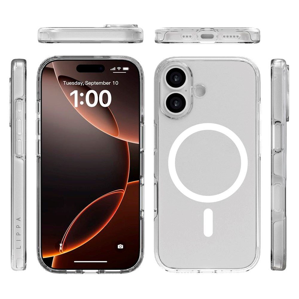 iPhone 17 Lippa Hybrid Plast Deksel - MagSafe Kompatibel - Gjennomsiktig / Hvit