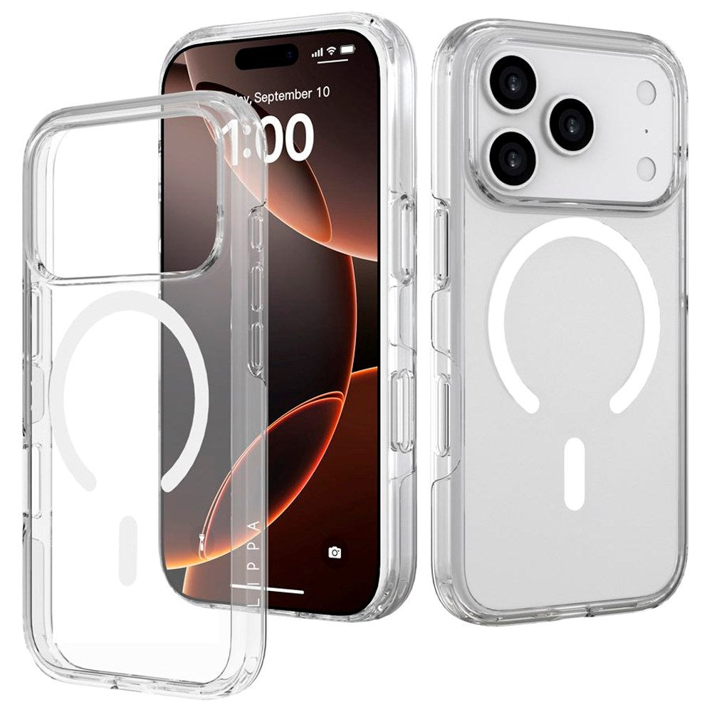 iPhone 17 Pro Lippa Hybrid Plast Deksel - MagSafe Kompatibel - Gjennomsiktig / Hvit