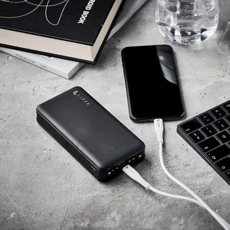 Lippa 10.5W m. USB-A Powerbank 20.000 mAh - Svart