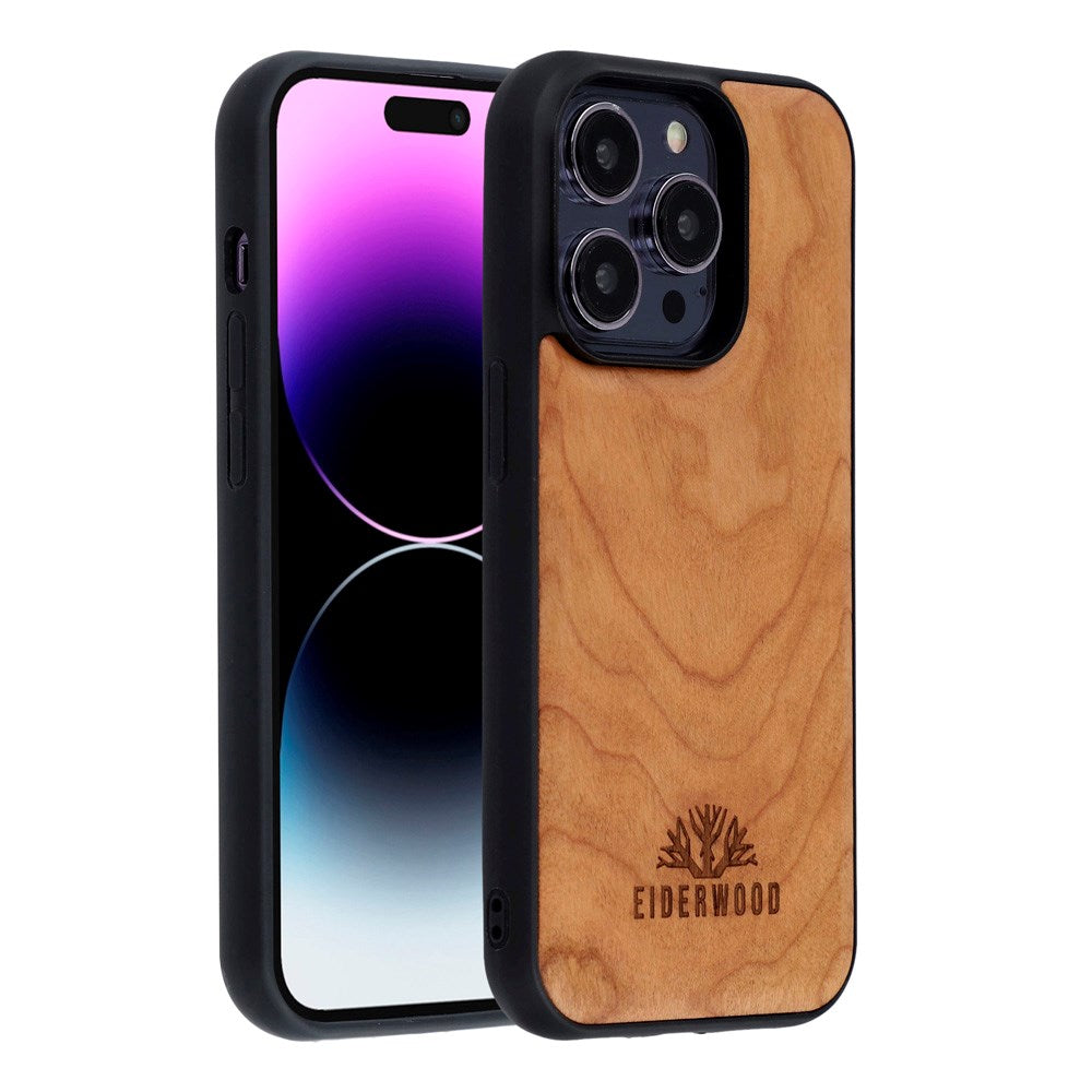 EIDERWOOD iPhone 14 Pro Magnetisk Tredeksel - MagSafe Kompatibel - Kirsebærtre