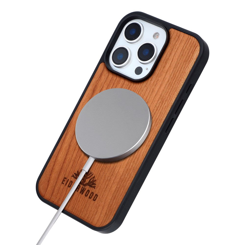 EIDERWOOD iPhone 16 Pro Magnetisk Tredeksel - MagSafe Kompatibel - Kirsebærtre