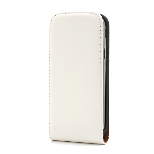 Samsung Galaxy S4 Mini Skinn Flip Etui V2 Hvit